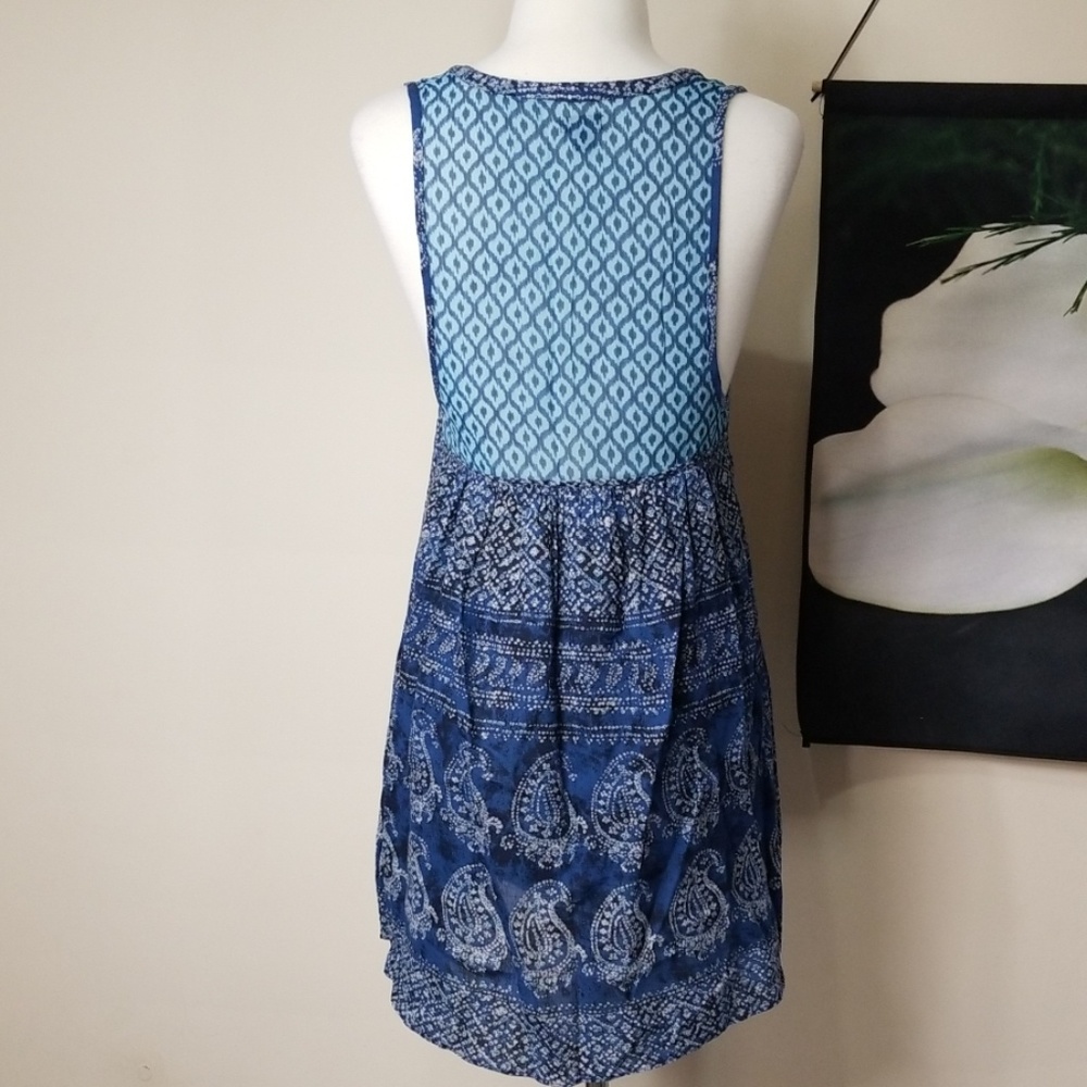 Ecote Sleeveless Boho V Neck Tunic or Mini Dress - Picture 4 of 6